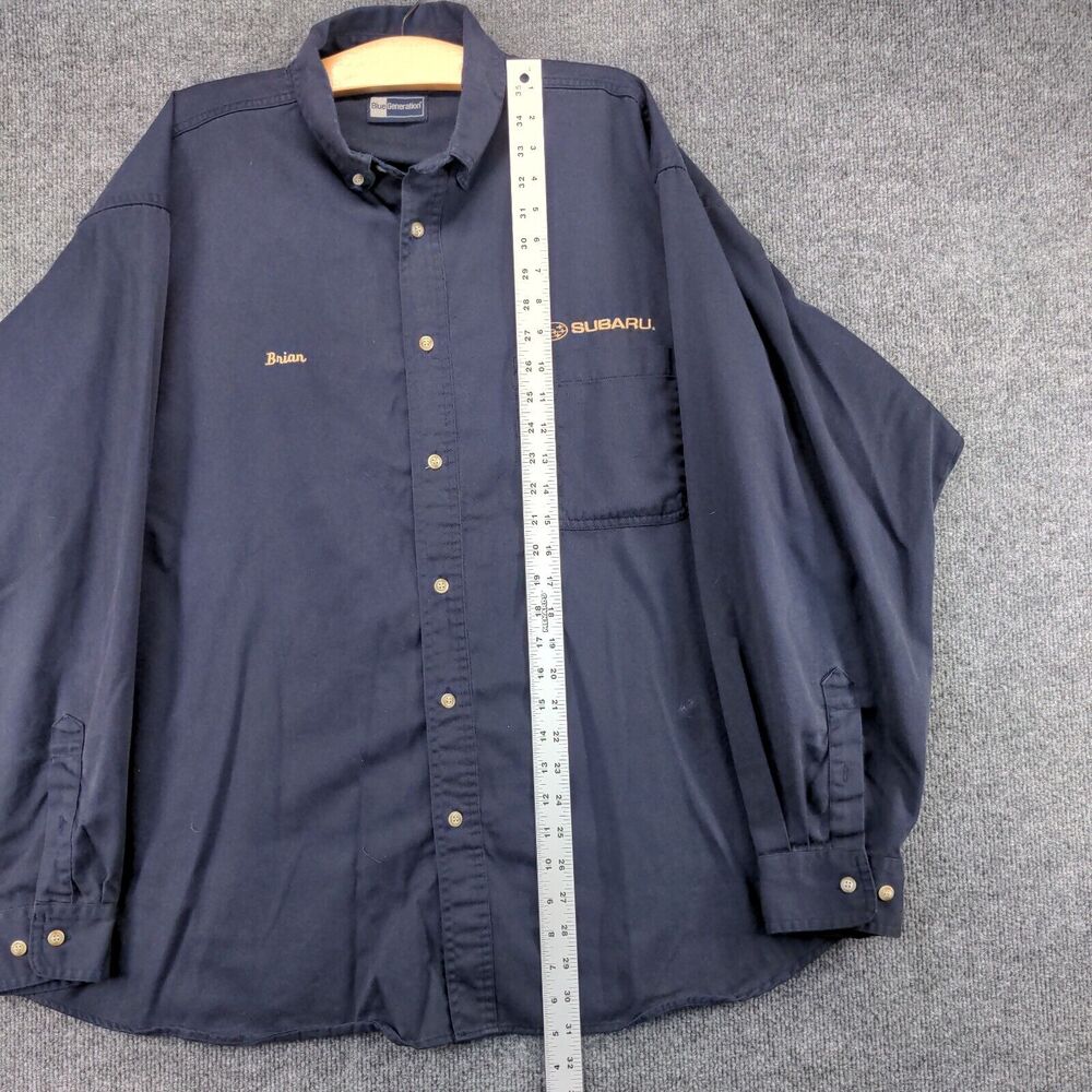 Blue Generation Mens Button Front Shirt Blue 2XL Embroidered Subaru Logo - Picture 13 of 15
